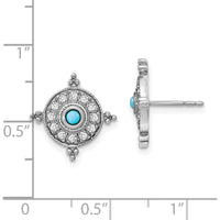 14K White Gold Turquoise and White Topaz Button Earrings - 0.085 Carat Total Gemstone Weight by Monteluci Fine Jewelry