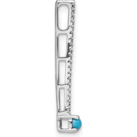 14K White Gold Turquoise and White Topaz Pendant - 0.065 Carat Turquoise, 0.08 Carat White Topaz by Lumare Gioia