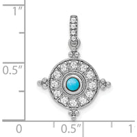 14K White Gold Turquoise and White Topaz Pendant with Milgrain Detailing - 0.075 Carat Total Gemstone Weight by Lumare Gioia
