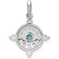14K White Gold Turquoise and White Topaz Pendant with Milgrain Detailing - 0.075 Carat Total Gemstone Weight by Lumare Gioia