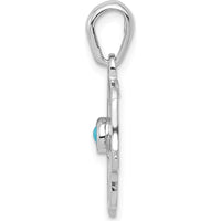 14K White Gold Turquoise Chamseh Pendant with Round Turquoise - 2.5mm by Oro Pregiato