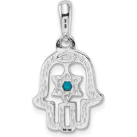 14K White Gold Turquoise Chamseh Pendant with Round Turquoise - 2.5mm by Oro Pregiato