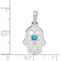 14K White Gold Turquoise Chamseh Pendant with Round Turquoise - 2.5mm by Oro Pregiato