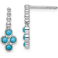 14K White Gold Turquoise Drop Earrings with 8 Round Turquoise Stones - 0.18 Carat Total Weight by Monteluci Fine Jewelry