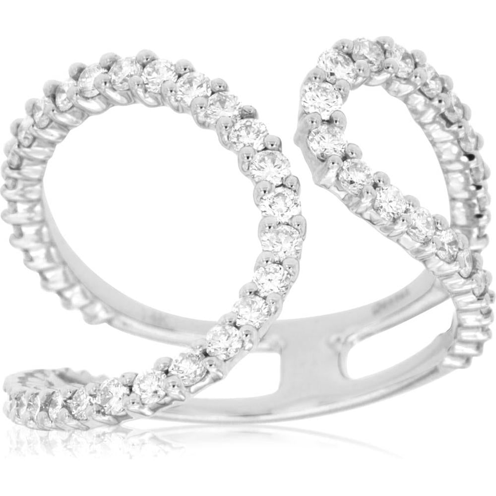 14K White Gold Twist Infinity Ring with Round Brilliant Cut Diamonds - 0.90 Total Carat Weight - Royal Jewelry
