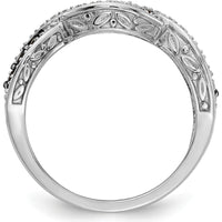 14K White Gold Twist Ring with Black and White Round Diamonds - 0.17 Carat Total Diamond Weight by 0
