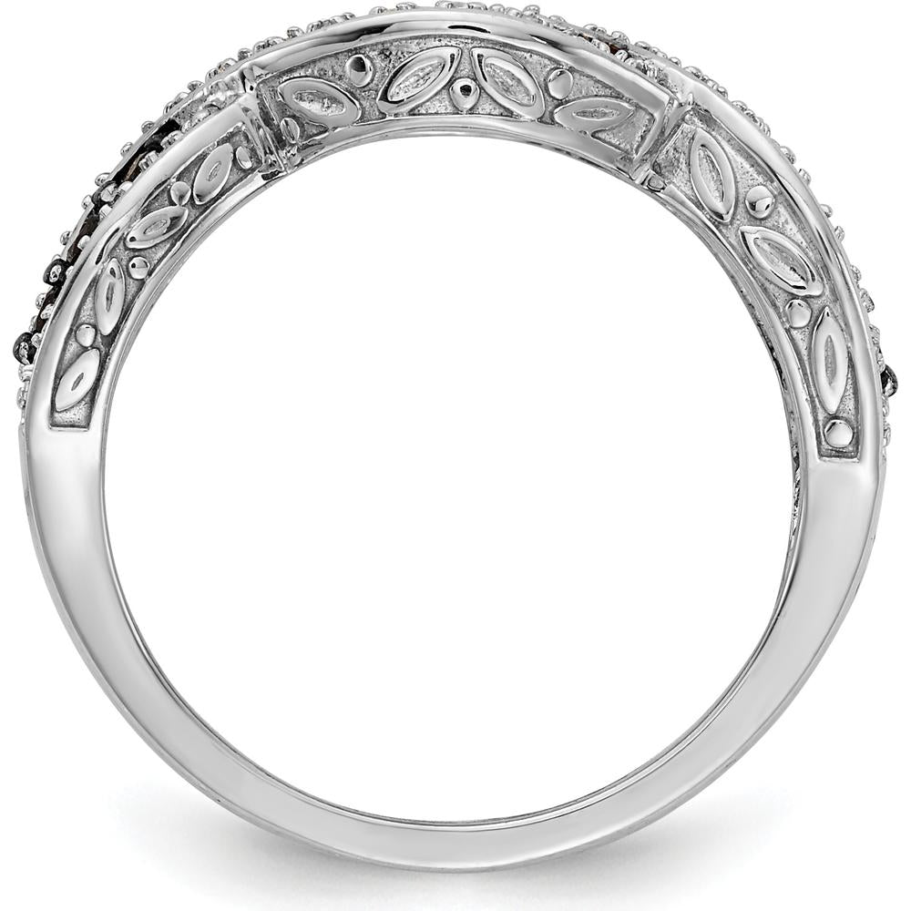 14K White Gold Twist Ring with Black and White Round Diamonds - 0.17 Carat Total Diamond Weight by 0