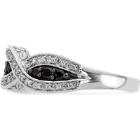 14K White Gold Twist Ring with Black and White Round Diamonds - 0.17 Carat Total Diamond Weight by 0