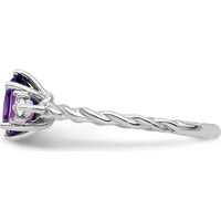14K White Gold Twisted Amethyst and Diamond Ring with Oval Amethyst and Round & Marquise Diamonds - 1.20 Carat Total Gem Weight by 0