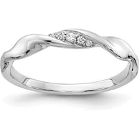 14K White Gold Twisted Band Ring with Bead-Set Round Diamonds - 0.037 Carat Total Diamond Weight by 0