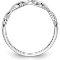 14K White Gold Twisted Band Ring with Bead-Set Round Diamonds - 0.037 Carat Total Diamond Weight by 0