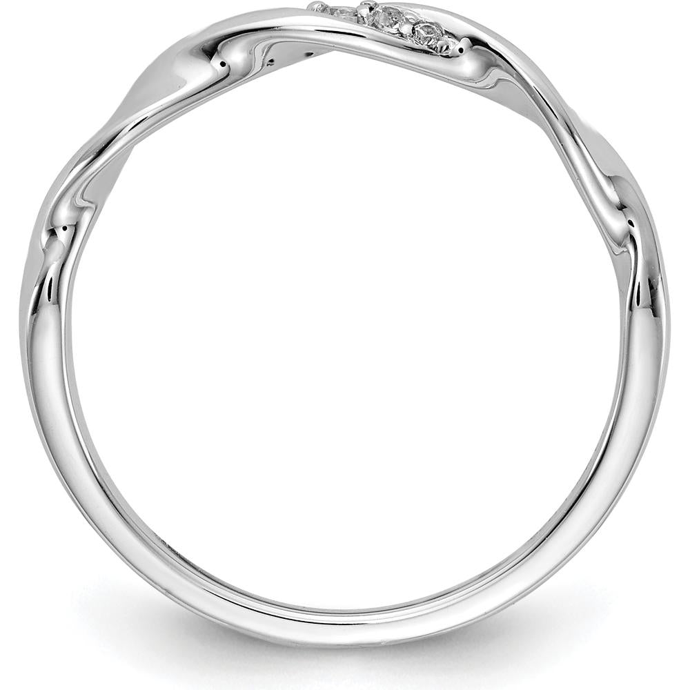 14K White Gold Twisted Band Ring with Bead-Set Round Diamonds - 0.037 Carat Total Diamond Weight by 0
