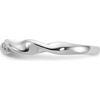 14K White Gold Twisted Band Ring with Bead-Set Round Diamonds - 0.037 Carat Total Diamond Weight by 0