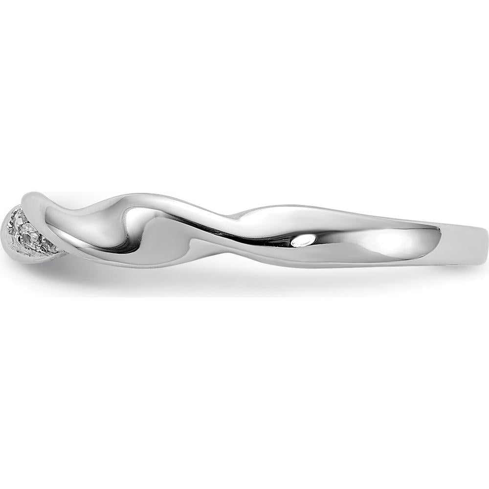 14K White Gold Twisted Band Ring with Bead-Set Round Diamonds - 0.037 Carat Total Diamond Weight by 0