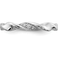 14K White Gold Twisted Band Ring with Bead-Set Round Diamonds - 0.037 Carat Total Diamond Weight by 0