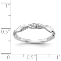 14K White Gold Twisted Band Ring with Bead-Set Round Diamonds - 0.037 Carat Total Diamond Weight by 0