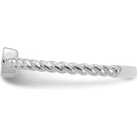 14K White Gold Twisted Band Ring with Green Emerald - 0.25 Carat Total Gemstone Weight by Oro Pregiato