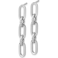 14K White Gold Twisted Chain Link Dangle Earrings with Polished Finish by 0