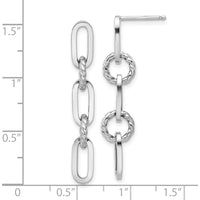 14K White Gold Twisted Chain Link Dangle Earrings with Polished Finish by 0