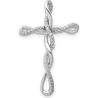 14K White Gold Twisted Cross Pendant with 1/6 Carat Round Natural Diamonds by Monteluci Fine Jewelry