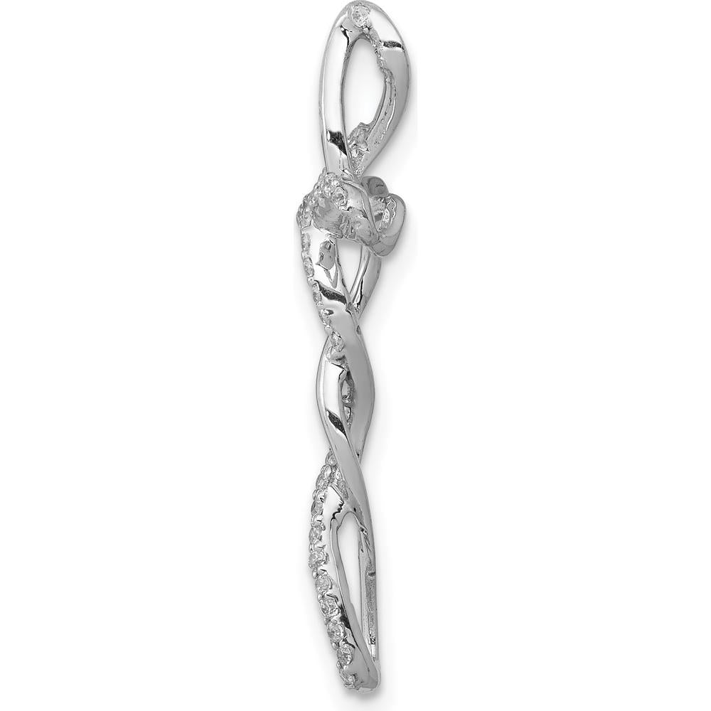 14K White Gold Twisted Cross Pendant with 1/6 Carat Round Natural Diamonds by Monteluci Fine Jewelry