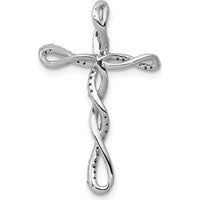 14K White Gold Twisted Cross Pendant with 1/6 Carat Round Natural Diamonds by Monteluci Fine Jewelry