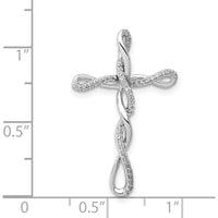 14K White Gold Twisted Cross Pendant with 1/6 Carat Round Natural Diamonds by Monteluci Fine Jewelry