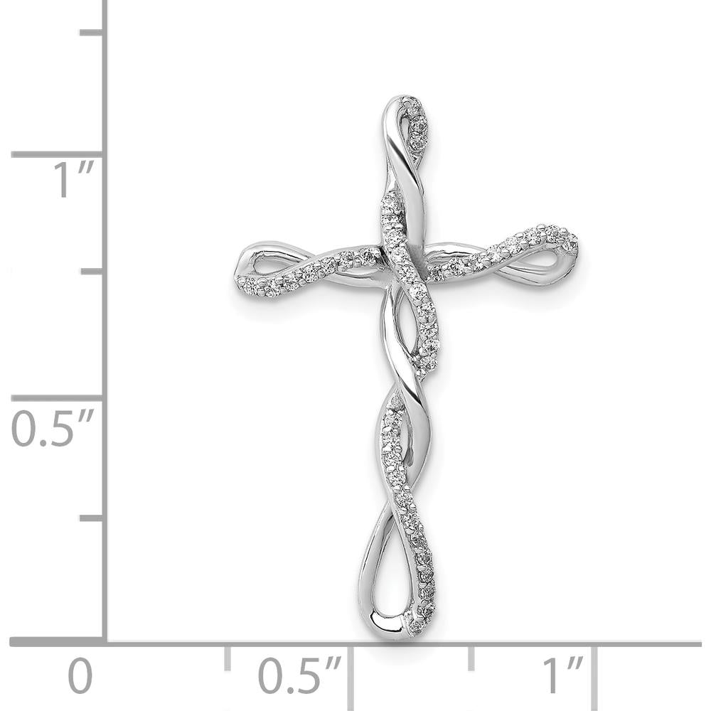 14K White Gold Twisted Cross Pendant with 1/6 Carat Round Natural Diamonds by Monteluci Fine Jewelry