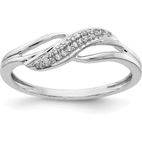 14K White Gold Twisted Design Diamond Ring with 20 Round Diamonds - 0.06 Carat Total Diamond Weight by 0