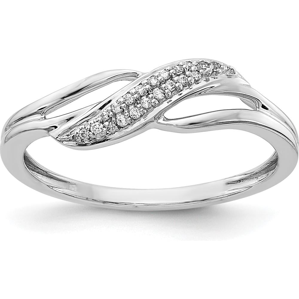 14K White Gold Twisted Design Diamond Ring with 20 Round Diamonds - 0.06 Carat Total Diamond Weight by 0
