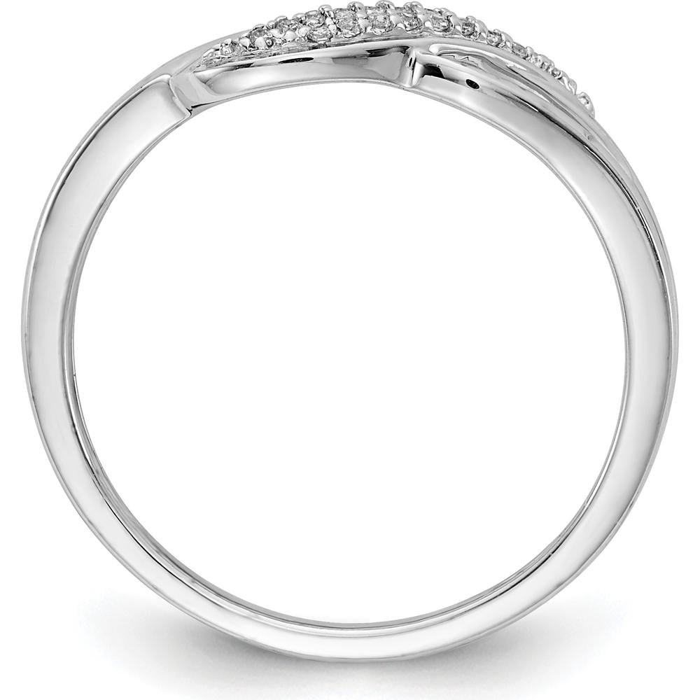14K White Gold Twisted Design Diamond Ring with 20 Round Diamonds - 0.06 Carat Total Diamond Weight by 0
