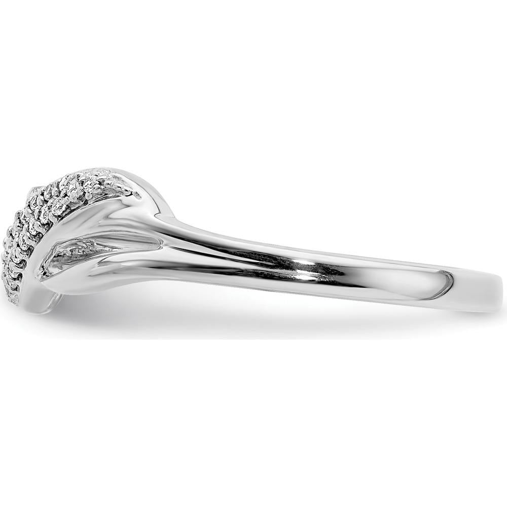 14K White Gold Twisted Design Diamond Ring with 20 Round Diamonds - 0.06 Carat Total Diamond Weight by 0