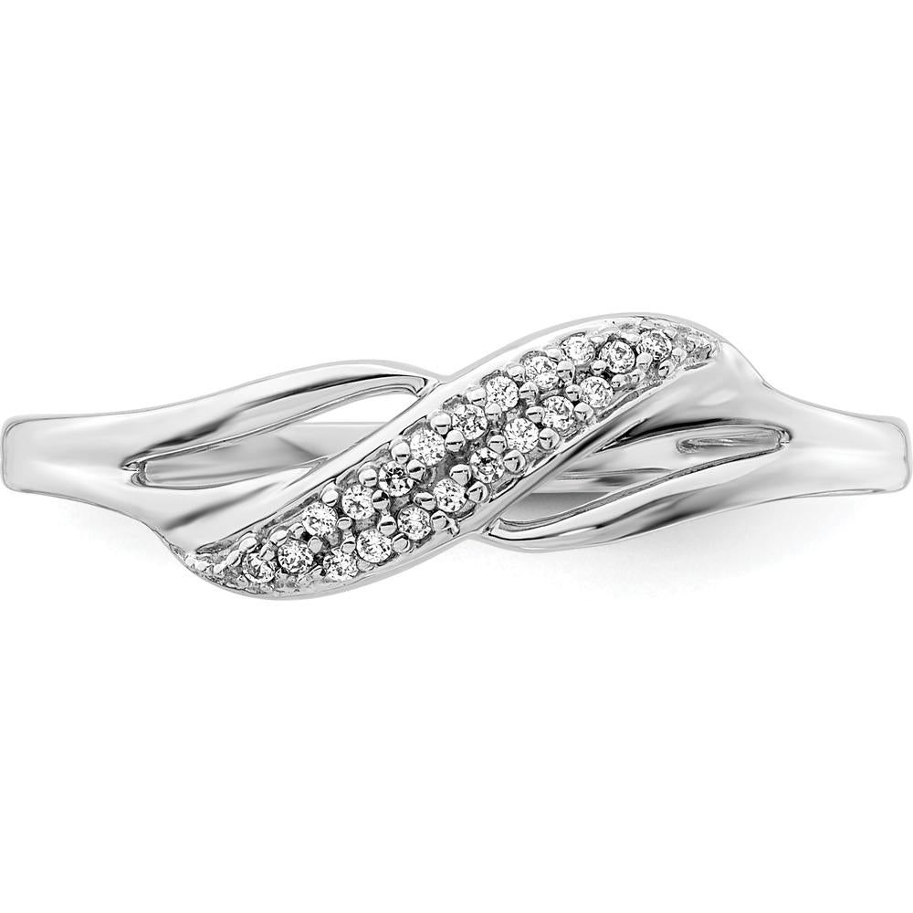 14K White Gold Twisted Design Diamond Ring with 20 Round Diamonds - 0.06 Carat Total Diamond Weight by 0