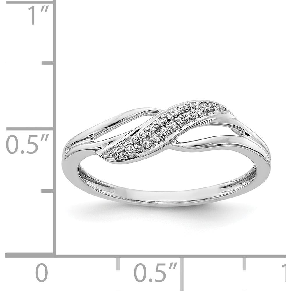 14K White Gold Twisted Design Diamond Ring with 20 Round Diamonds - 0.06 Carat Total Diamond Weight by 0
