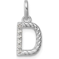 14K White Gold Twisted Diamond Initial "D" Charm with 0.05 Carat Diamonds by Oro Pregiato
