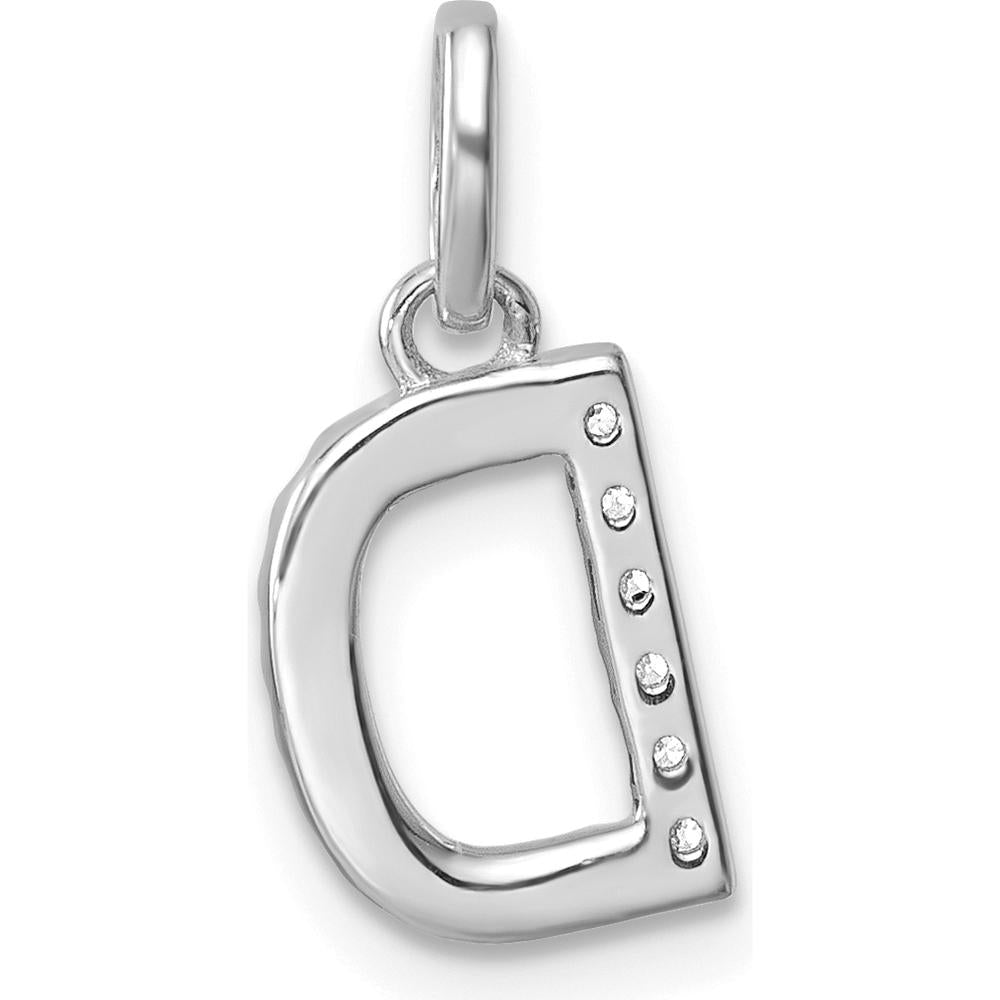 14K White Gold Twisted Diamond Initial "D" Charm with 0.05 Carat Diamonds by Oro Pregiato