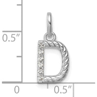 14K White Gold Twisted Diamond Initial "D" Charm with 0.05 Carat Diamonds by Oro Pregiato