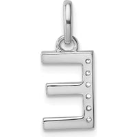 14K White Gold Twisted Diamond Initial E Charm - 0.05 Carat Total Diamond Weight by Oro Pregiato