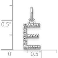 14K White Gold Twisted Diamond Initial E Charm - 0.05 Carat Total Diamond Weight by Oro Pregiato