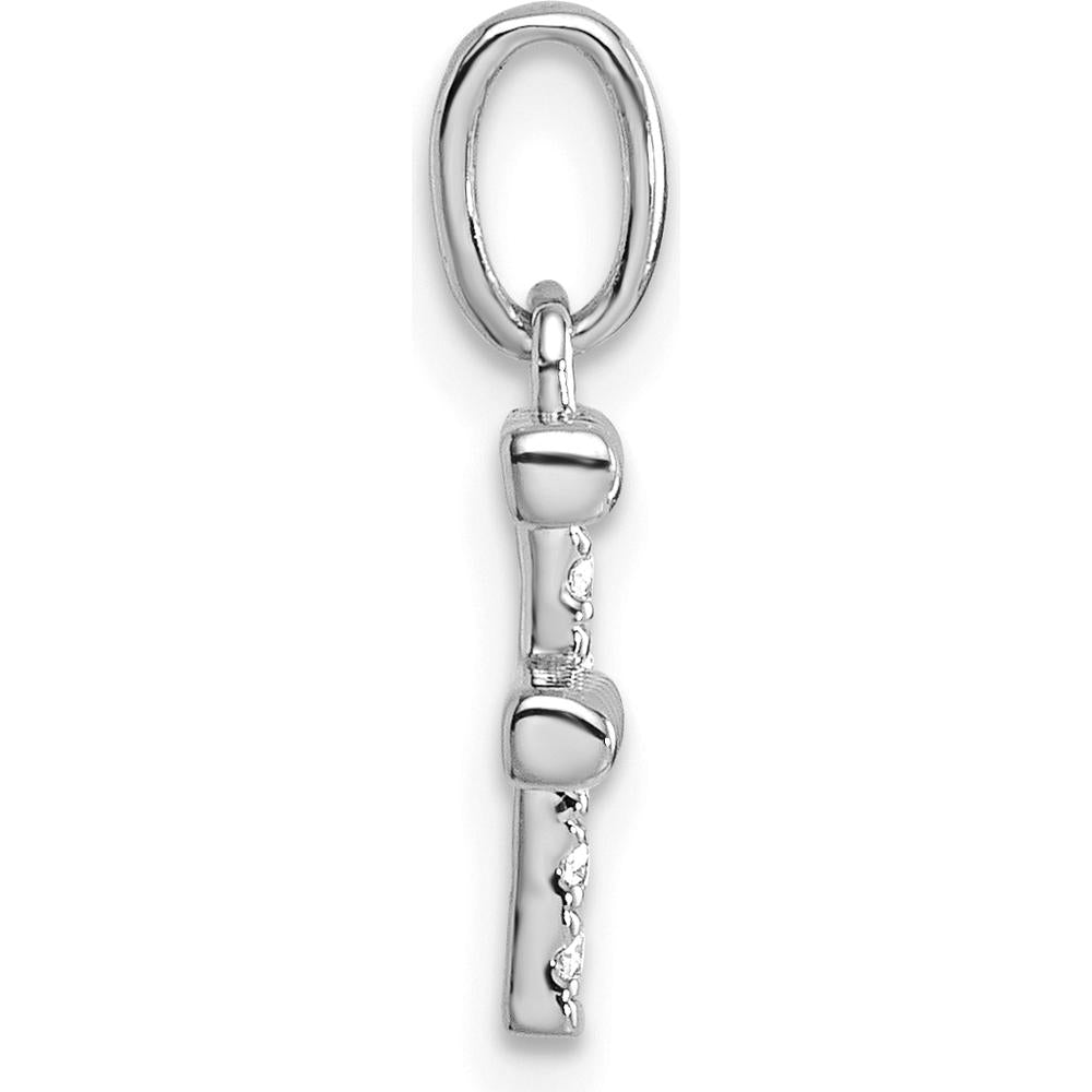 14K White Gold Twisted Diamond Initial F Pendant - 0.05 Carat Total Diamond Weight by Oro Pregiato