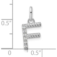14K White Gold Twisted Diamond Initial F Pendant - 0.05 Carat Total Diamond Weight by Oro Pregiato