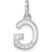 14K White Gold Twisted Diamond Initial G Charm - 0.07 Carat Diamond Weight by Oro Pregiato