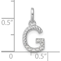 14K White Gold Twisted Diamond Initial G Charm - 0.07 Carat Diamond Weight by Oro Pregiato