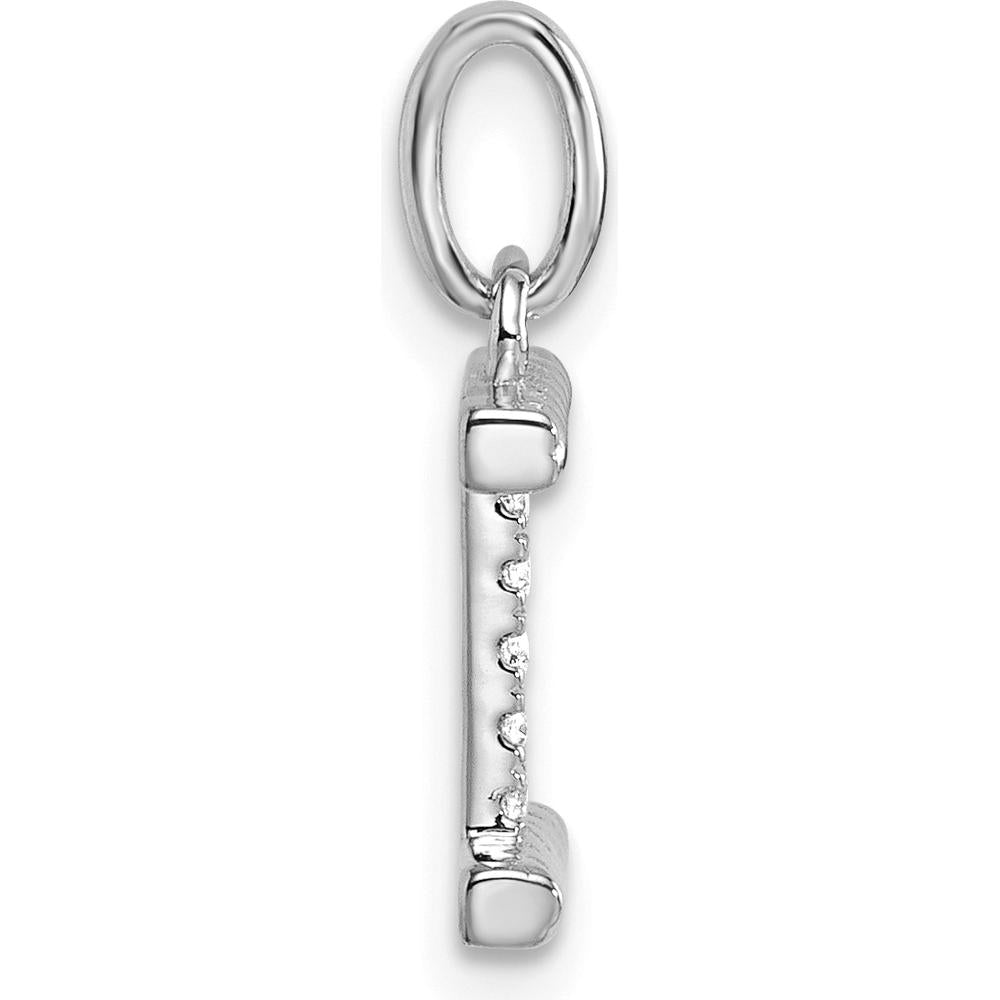 14K White Gold Twisted Diamond Initial I Pendant - 0.05 Carat Total Diamond Weight by Oro Pregiato