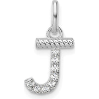 14K White Gold Twisted Diamond Initial "J" Charm with 0.07 Carat Diamonds by Oro Pregiato