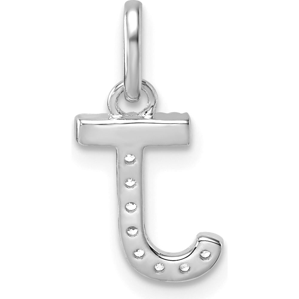 14K White Gold Twisted Diamond Initial "J" Charm with 0.07 Carat Diamonds by Oro Pregiato