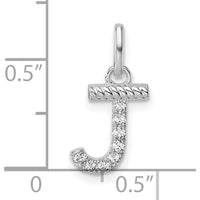 14K White Gold Twisted Diamond Initial "J" Charm with 0.07 Carat Diamonds by Oro Pregiato