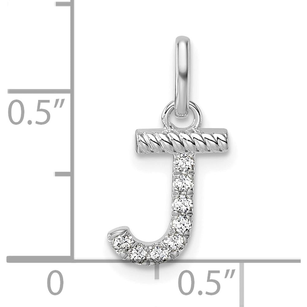 14K White Gold Twisted Diamond Initial "J" Charm with 0.07 Carat Diamonds by Oro Pregiato