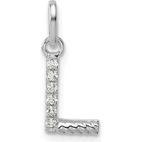 14K White Gold Twisted Diamond Initial L Charm - 0.05 Carat Diamond Total by Oro Pregiato