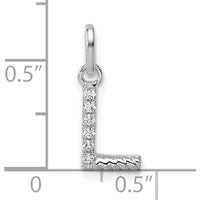14K White Gold Twisted Diamond Initial L Charm - 0.05 Carat Diamond Total by Oro Pregiato